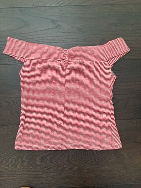 Jack Wills Striped Red & White Off-Shoulder Crop Top